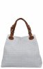 Stylowa Torebka Skórzana Shopper Bag Biała/Ruda